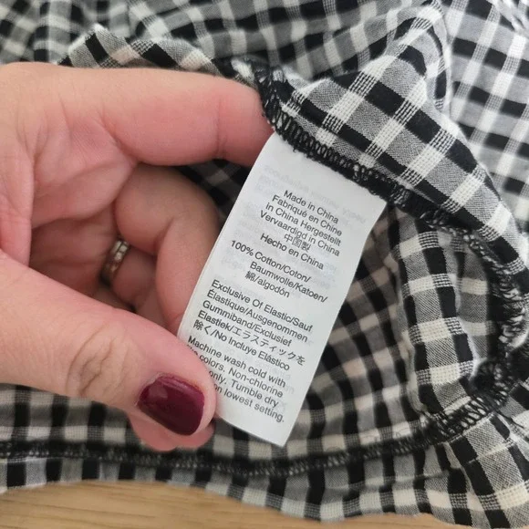 Madewell Gingham Button Front Smocked Midi‎ Dress Black White Size 6 - Picture 4 of 9
